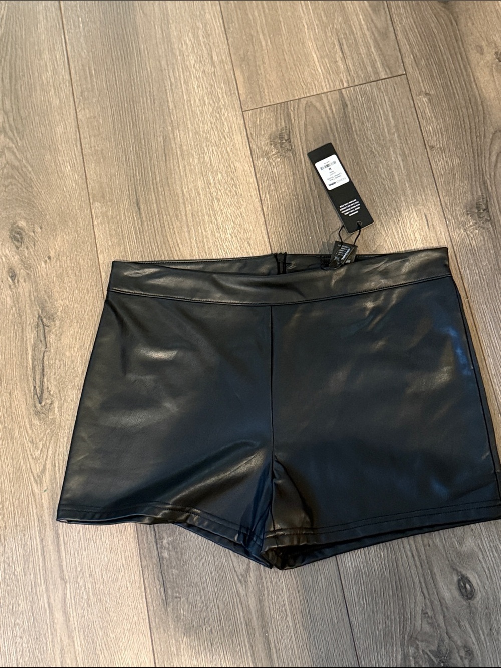 Fashion Nova Black Faux Leather Bike Shorts